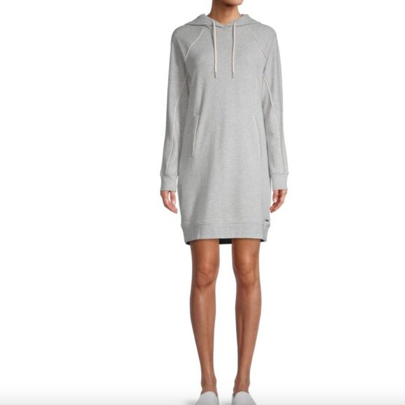 Marc New York Performance Hooded Stretch-Cotton Sweatshirt Dress Grey Medium - Picture 1 of 11